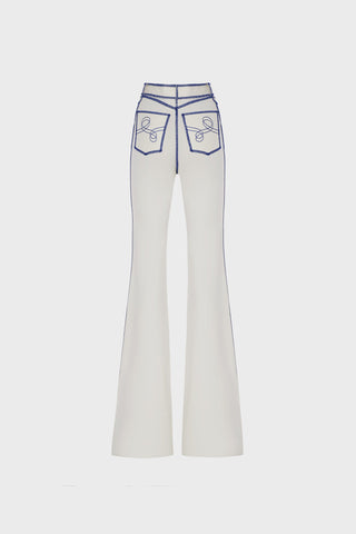 FLARED HIGH-RISE PANTS IN VISCOSE-JERSEY