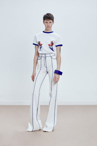 FLARED HIGH-RISE PANTS IN VISCOSE-JERSEY