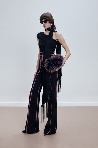 FLARED HIGH-RISE PANTS IN VISCOSE-JERSEY