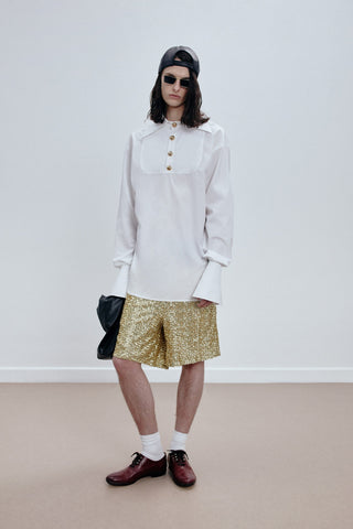 GIANT-COLLAR TAILORED LONG SHIRT IN COTTON-POPLIN