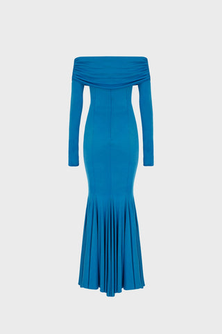 OFF-SHOULDER MIDI DRESS IN VISCOSE-JERSEY