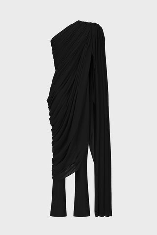 DRAPED ONE-SHOULDER JUMPSUIT IN TULLE