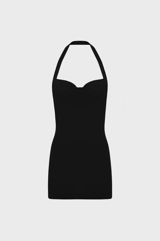 OPEN-BACK MINI DRESS IN CREPE-JERSEY