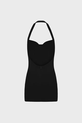 OPEN-BACK MINI DRESS IN CREPE-JERSEY