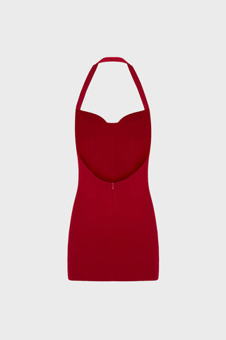 OPEN-BACK MINI DRESS IN CREPE-JERSEY
