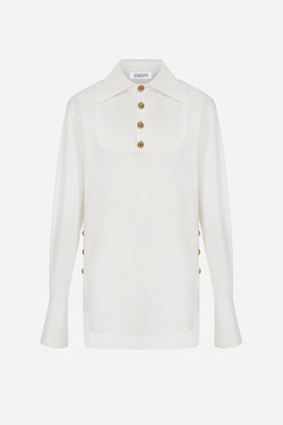 GIANT-COLLAR TAILORED LONG SHIRT IN COTTON-POPLIN