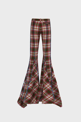 GODET TAILORED PANTS IN TARTAN