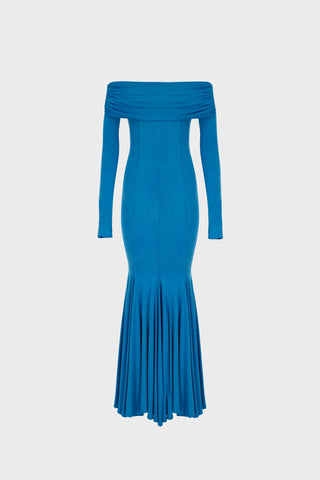 OFF-SHOULDER MIDI DRESS IN VISCOSE-JERSEY