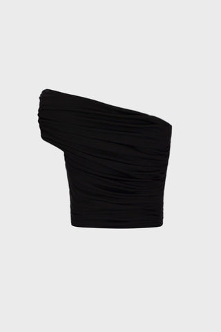 DRAPED ONE-SHOULDER TOP IN VISCOSE-JERSEY