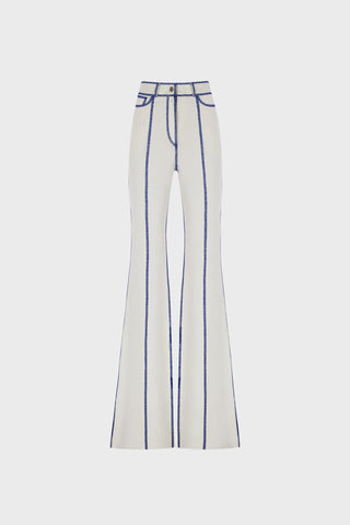FLARED HIGH-RISE PANTS IN VISCOSE-JERSEY