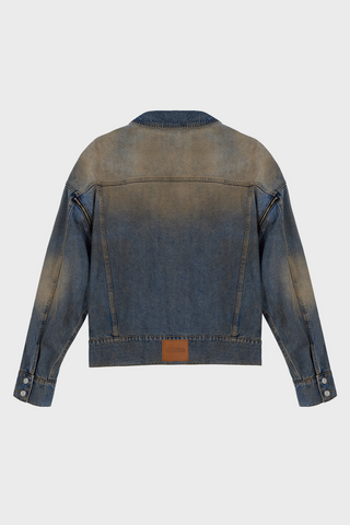 DOUBLE-ARMHOLE OVERSIZED JACKET IN SAND-WASHED DENIM