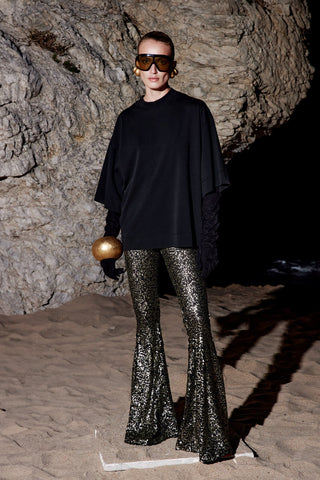 GODET PANTS IN SEQUIN-EMBELLISHED TULLE