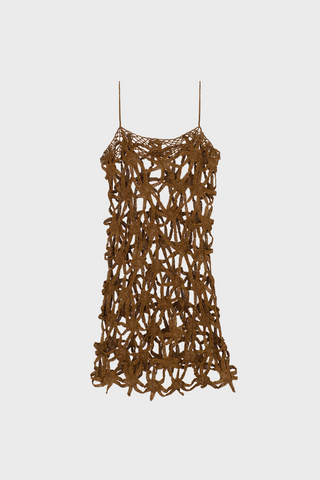 HAND-CROCHET MINI DRESS IN METALLIC-FIBRE