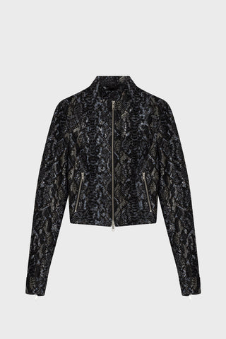 RACING JACKET IN SNAKE-PRINT LAMBSKIN