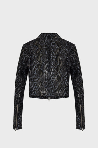 RACING JACKET IN SNAKE-PRINT LAMBSKIN