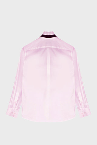 TAILORED RUFFLED-NECK SHIRT IN COTTON-SATIN