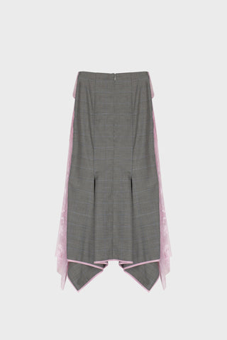 TAILORED MIDI SKIRT IN LACE AND MERINO WOOL
