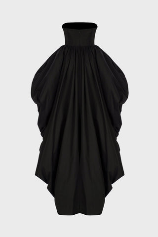 BUBBLE-SKIRT STRAPLESS DRESS IN TECHNICAL-COTTON