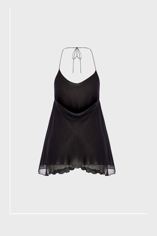 SPAGHETTI-STRAP TOP IN SILK-GEORGETTE