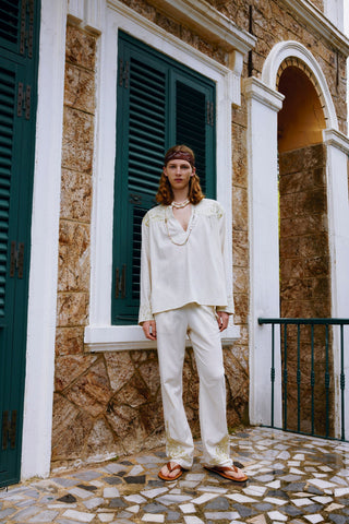 GOLDWORK EMBROIDERED STRAIGHT-LEG PANTS GENERATION78