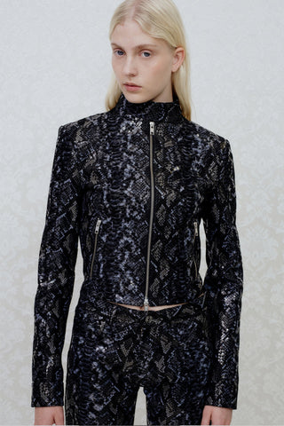 RACING JACKET IN SNAKE-PRINT LAMBSKIN