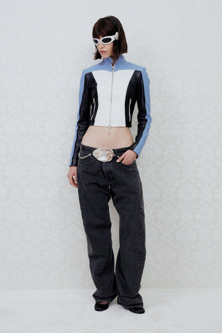 RACING JACKET IN OSTRICH-EMBOSSED LAMBSKIN