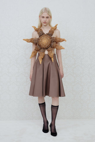 HAND-KNIT EMBELLISHED BODYSUIT IN MESH