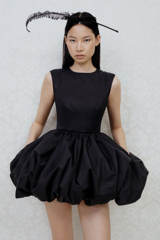 BUBBLE-SKIRT MINI DRESS IN TECHNICAL-COTTON