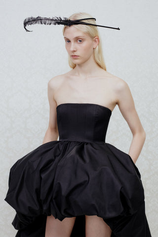 BUBBLE-SKIRT STRAPLESS DRESS IN TECHNICAL-COTTON