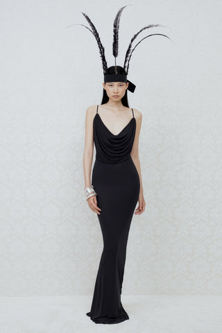 DRAPED MAXI DRESS IN VISCOSE-JERSEY