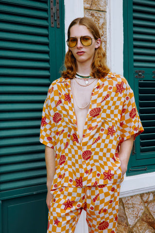 SEASHELL PRINT CAMP-COLLAR SHIRT GENERATION78