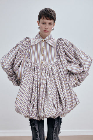 GIANT-COLLAR TAILORED SHIRT DRESS IN COTTON-POPLIN