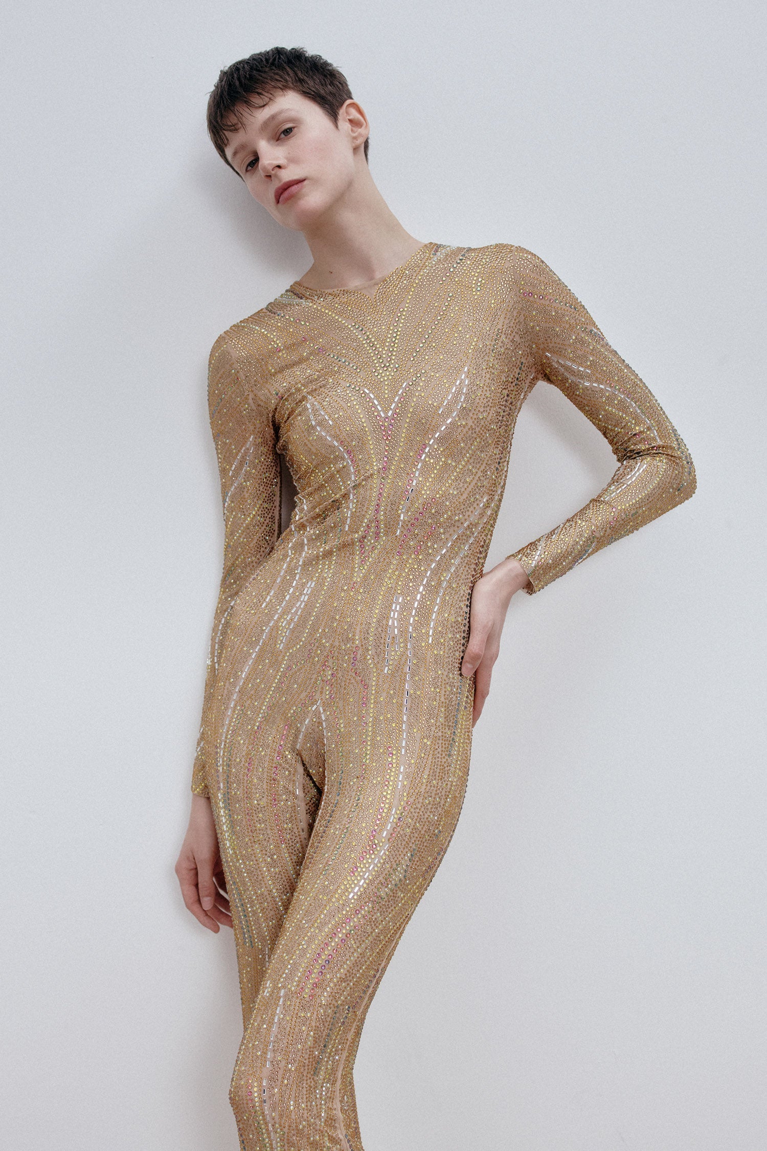 Crystal Embellished Jumpsuit in Tulle GENERATION78