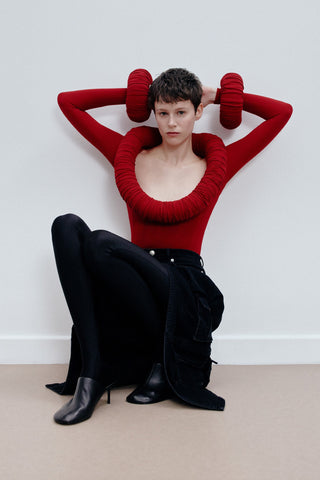 SCULPTED BODYSUIT IN CREPE-JERSEY