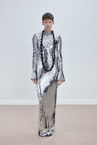SEQUINED MAXI DRESS IN TULLE