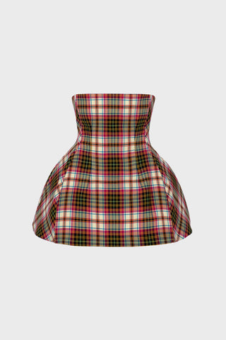 TAILORED SCULPTED MINI DRESS IN TARTAN
