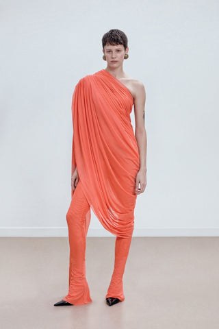 DRAPED ONE-SHOULDER JUMPSUIT IN TULLE