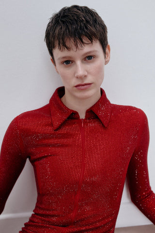 CRYSTAL-EMBELLISHED JUMPSUIT IN CREPE-JERSEY