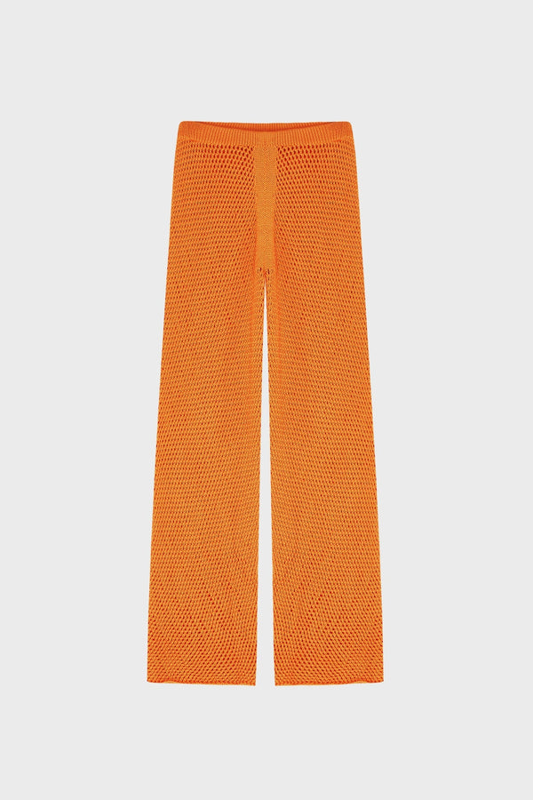 CROCHET-KNIT WIDE-LEG PANTS