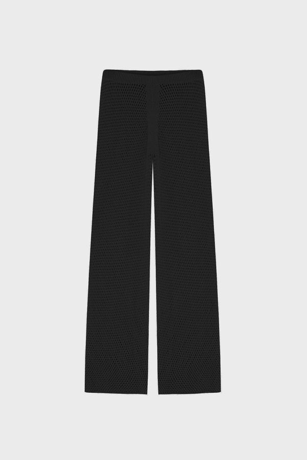 CROCHET-KNIT WIDE-LEG PANTS