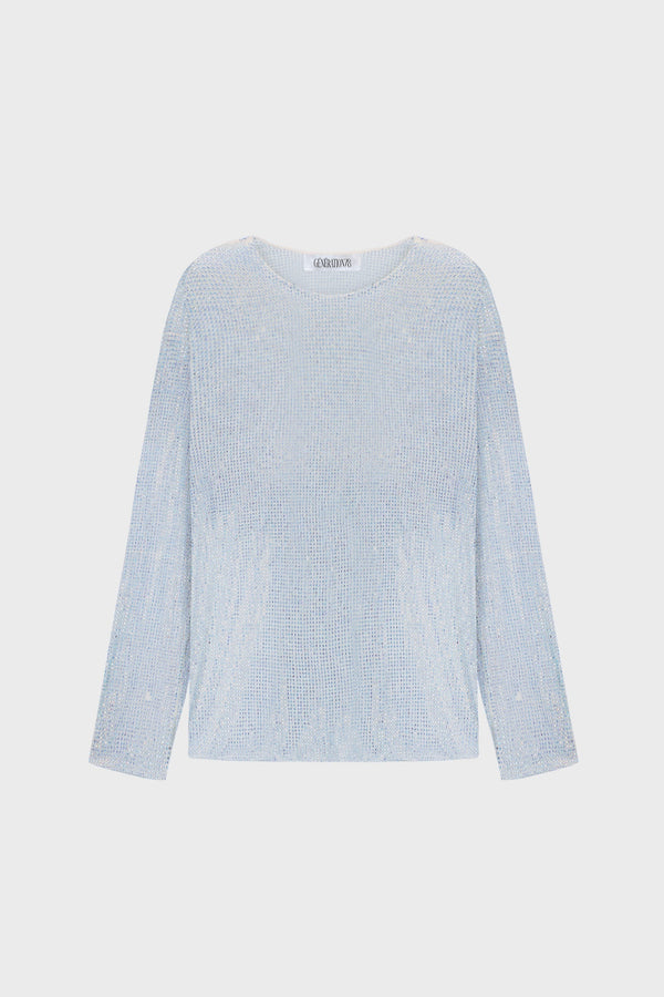 CRYSTAL EMBELLISHED OVERSIZED TOP