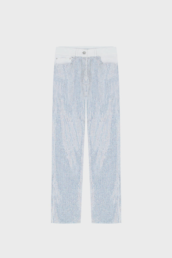 CRYSTAL EMBELLISHED STRAIGHT-LEG PANTS