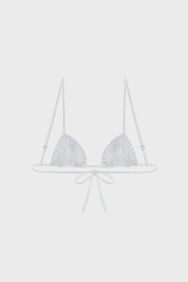 CRYSTAL EMBELLISHED TRIANGLE BIKINI TOP