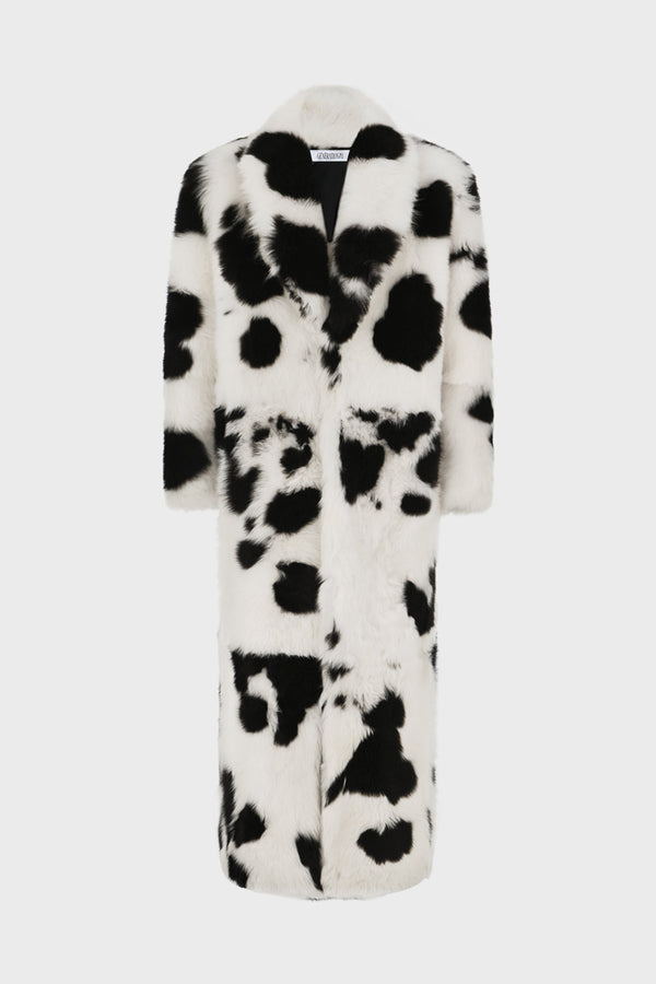 DALMATIAN-PRINT COAT IN SHEARLING