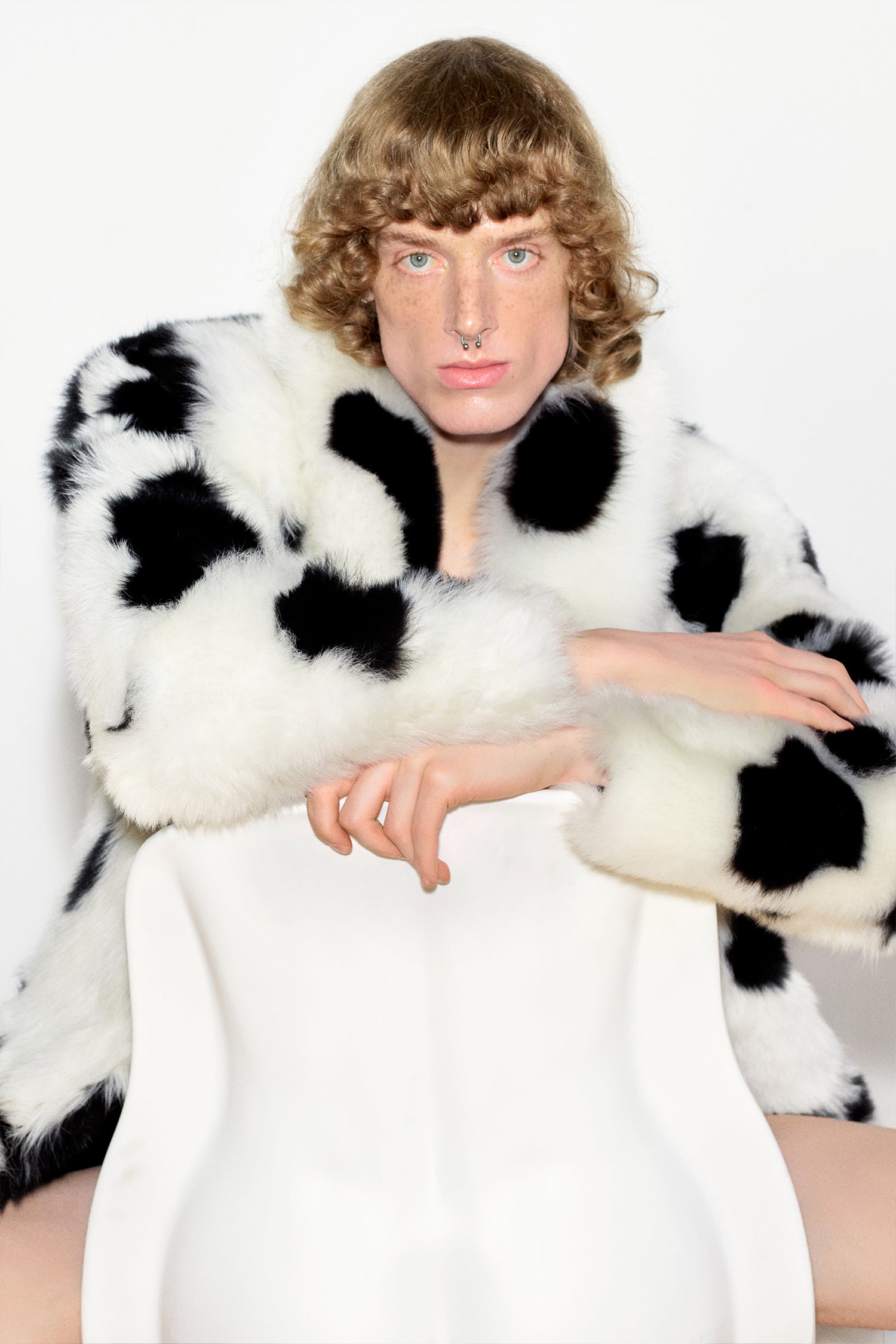 DALMATIAN PRINT COAT IN SHEARLING
