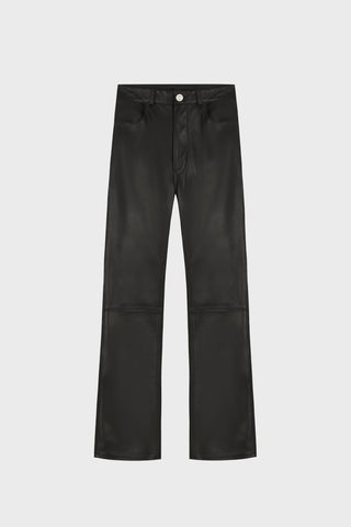 FLARED BLACK LEATHER PANTS GENERATION78