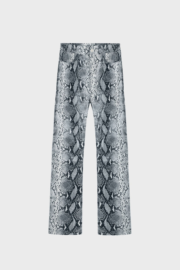 WIDE-LEG SNAKE-PRINT PANTS IN LAMBSKIN