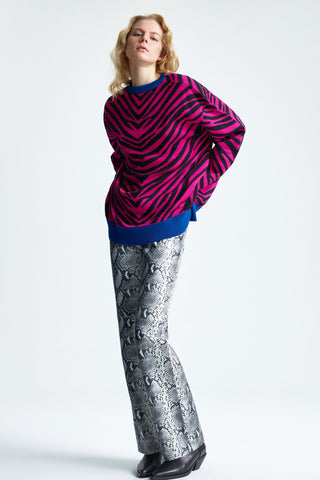 FLARED SNAKE-PRINT LEATHER PANTS GENERATION78