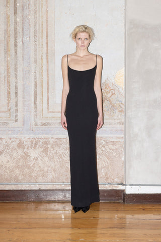 SPAGHETTI-STRAP MAXI DRESS IN CREPE-JERSEY