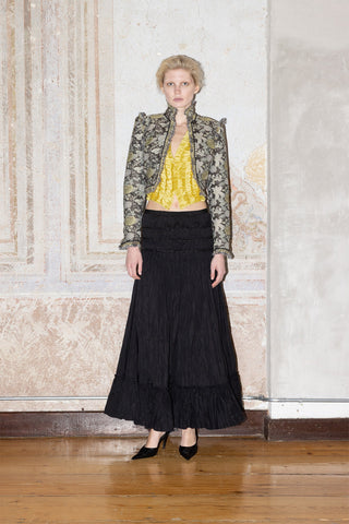 TAILORED LACE-UP VEST IN SATIN AND MESH